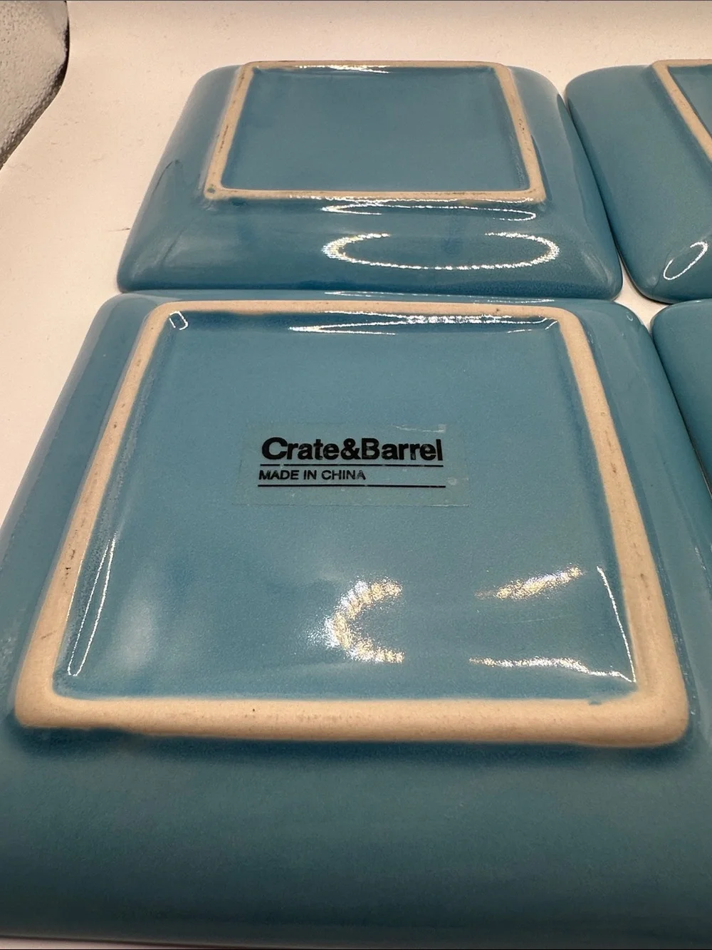 Crate&Barrel Square Dinner Plates in Sky Blue (Set of 4)